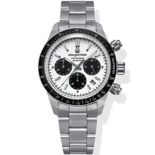 【elegantsis 愛樂時】JT41QS 黑白配 熊貓錶 三眼計時手錶 禮物 送禮 推薦(ELJT41QS-VW02MA)