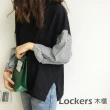 【Lockers 木櫃】春秋條紋寬鬆拼接上衣-2色 L111022202(寬鬆上衣)