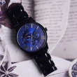 【Relax Time】黑潮王者系列 黑框 藍面 不鏽鋼錶帶 三眼腕錶 手錶 男錶 情人節(RT-81-3)