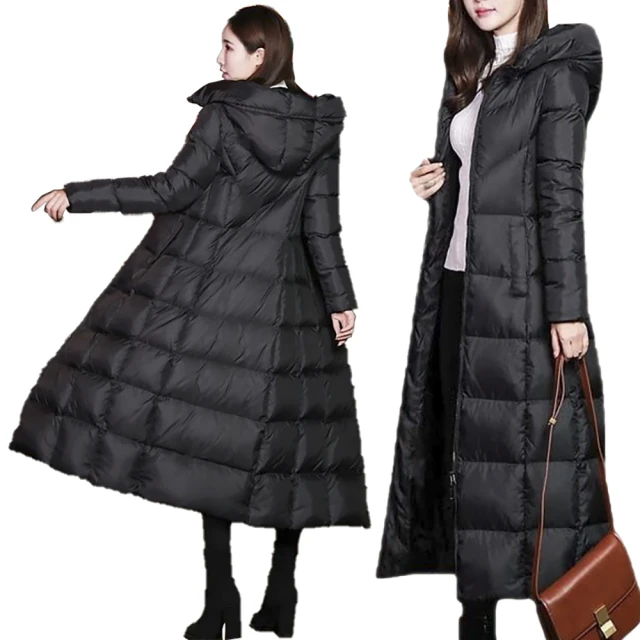 【RH】黑色保暖絨長版連帽厚外套(保暖鋪絨舒適穿搭最後數量)