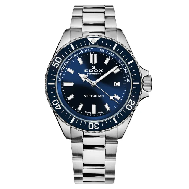 【EDOX 伊度】Neptunian 海神特別版 1000米潛水機械錶(E80120.3BUM.BUF)