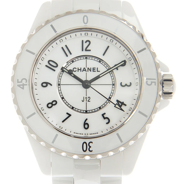 【CHANEL 香奈兒】J12石英陶瓷鍊帶腕表x白x33mm(H5698)