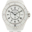 【CHANEL 香奈兒】J12石英陶瓷鍊帶腕表x白x33mm(H5698)