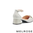 【MELROSE】氣質時尚飾釦踝帶方頭高跟鞋(灰)