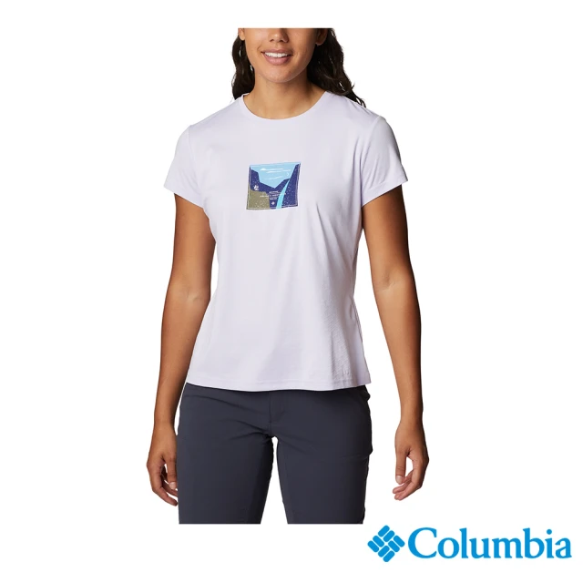 【Columbia 哥倫比亞 官方旗艦】女款-W Cirro Ice™UPF50酷涼快排短袖上衣-紫色(UAR34550PL / 2023年春夏)