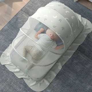 【親親寶貝】全罩式嬰兒床摺疊蚊帳 兒童蚊帳-大號(5幅支架遮光頂級款-二入)
