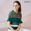 【Diffa】撞色條紋荷葉袖線衫-女