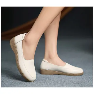 【LOVE FOOT 樂芙】真皮樂福鞋 牛皮樂福鞋/真皮頭層牛皮軟底舒適素面樂福鞋(3色任選)