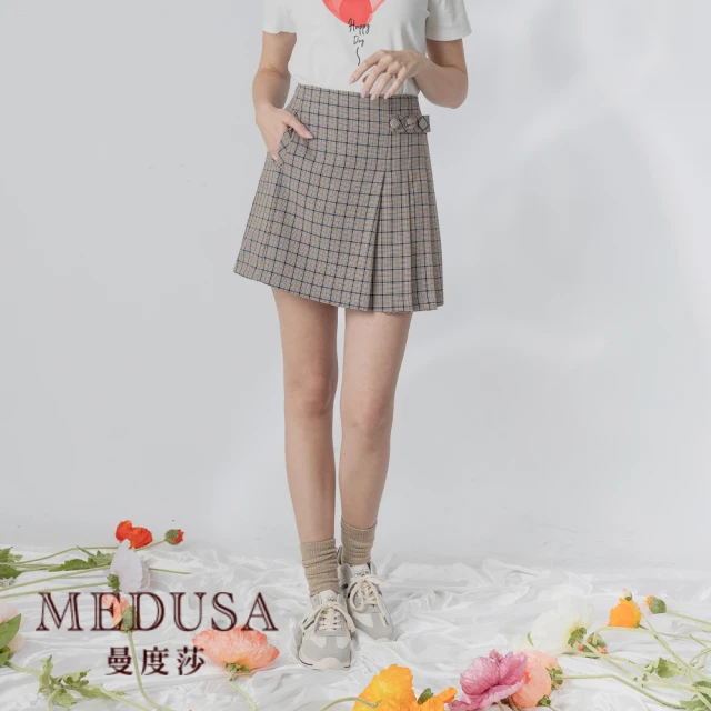 MEDUSA 曼度莎 現貨-學院風前蓋式格紋短褲裙（M-XL）｜女短褲 女短裙 女褲裙(101-61703)