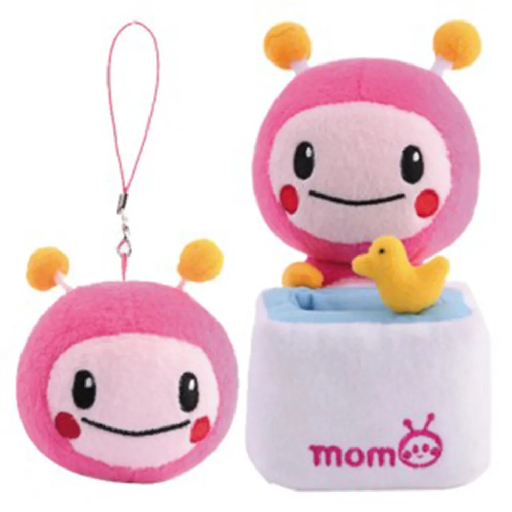 【MOMO親子台】7吋momo絨毛娃娃置物座+2.5吋momo拭鏡吊飾