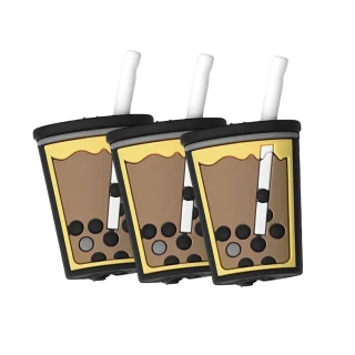 【喝一口】珍珠奶茶造型線頭保護套3入組(咬線器 電線 充電線 傳輸線 線材收納 台灣紀念品 禮物 手機配件)