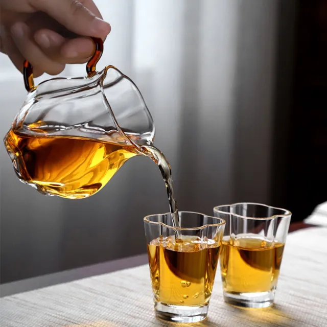 傳真雅器】花瓣型彩把玻璃公道杯230ml(茶具茶道具公道杯茶海分茶器