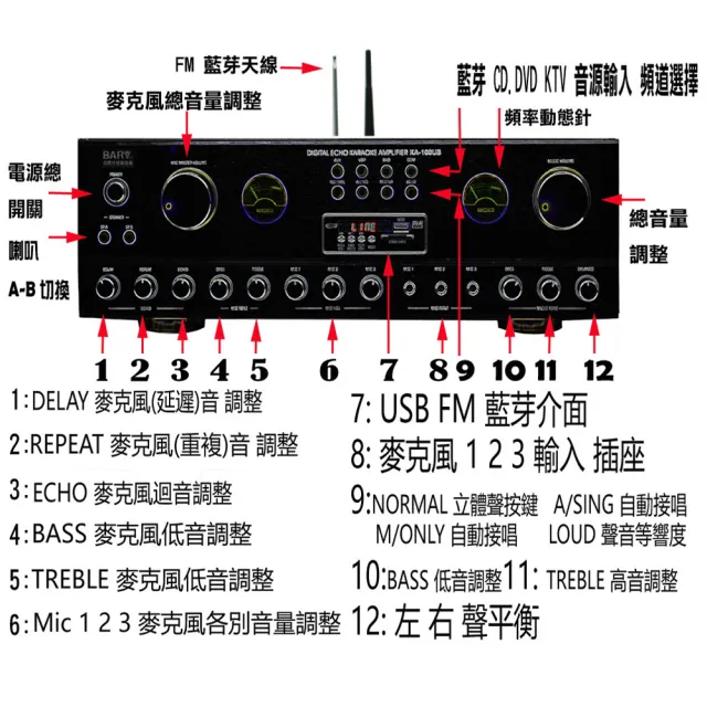 【BARY】藍芽USB立體聲卡拉OK迴音擴大機(KA-100U)