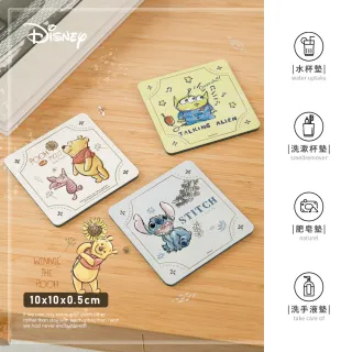 【收納王妃】Disney 迪士尼 復古風 軟式珪藻土杯墊 杯墊 防潮 硅藻土 防滑墊 隔熱墊 方形 2入組(10x10x0.5)