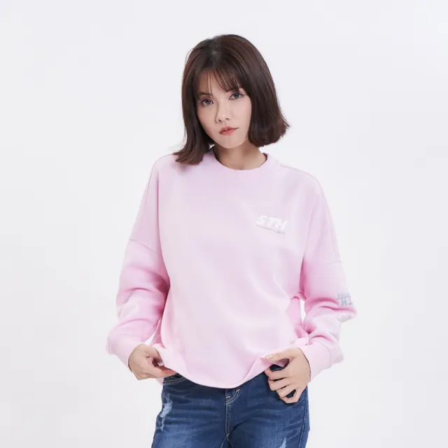 【5th STREET】女單袖滿版LOGO長袖T恤-粉紅色