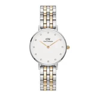 【Daniel Wellington】DW 手錶 Petite Lumine 28mm 星辰珠寶式雙色錶鏈-白錶盤(DW00100616)