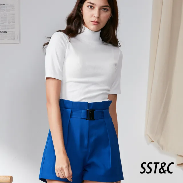 【SST&C 出清２折】科技藍腰釦打褶設計短褲8261910001