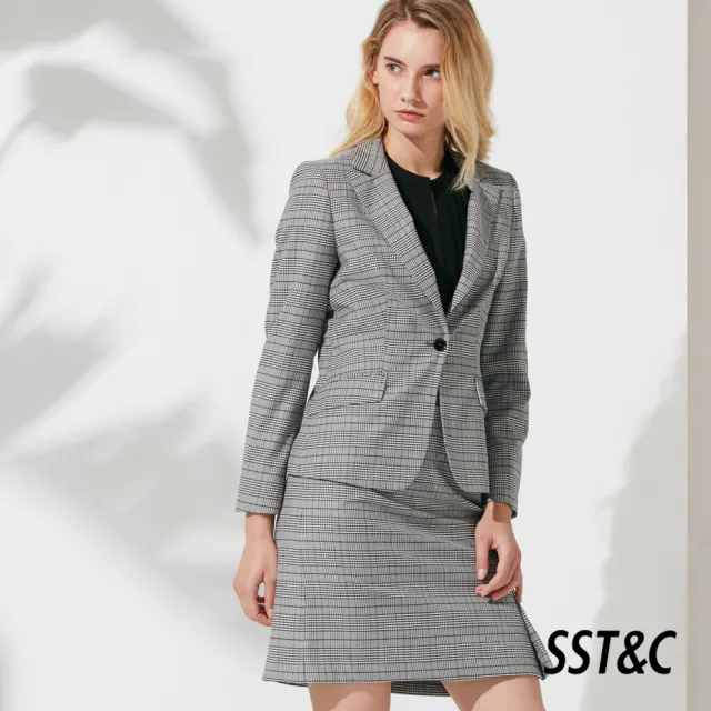 【SST&C 出清３５折】灰色格紋基本款西裝裙7461907006