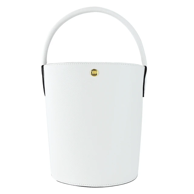 【LONGCHAMP】CUIR DE RUSSIE系列牛皮壓印手提水桶包(白)