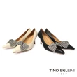 【TINO BELLINI 貝里尼】羊皮蝴蝶結鑽飾尖頭7CM跟鞋FWET008(米白)