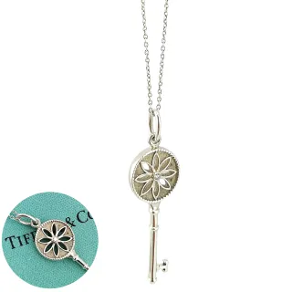 【Tiffany&Co. 蒂芙尼】925純銀-鑲鑽KEY鑰匙墜飾女用項鍊(展示品)