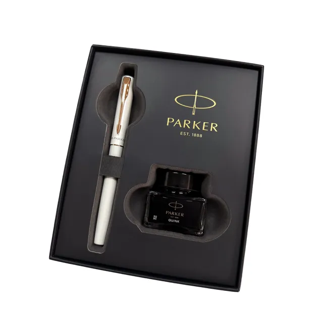 【PARKER】派克 威雅XL 月光白玫瑰金夾限定版鋼筆墨水禮盒