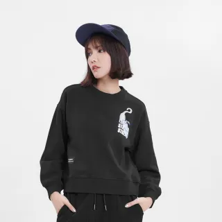 【5th STREET】女裝 短版 花瓶貓圖案長袖T恤(黑色)