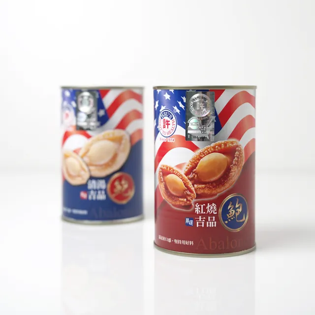 【美國許氏】紅燒吉品真鮑魚+花旗參包禮盒(5顆/155g/12入原粒包)