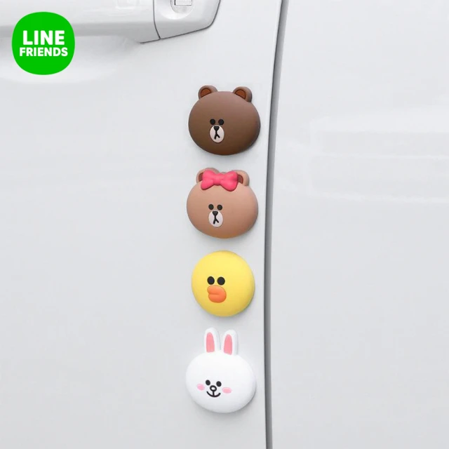 【LINE FRIENDS】熊大兔兔造型車用防撞貼後視鏡裝飾2入組(防刮貼 防撞條 靜音貼)