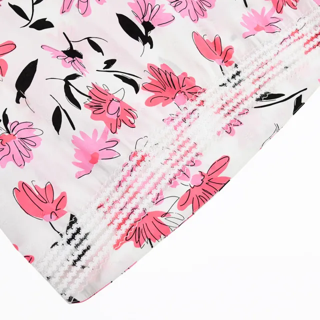【ILEY 伊蕾】花卉車繡蝴蝶結領彈性上衣(白色;M-XL;1232011494)