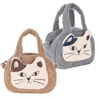 【Kusuguru Japan】手提包 日本眼鏡貓 柔軟絨毛大口袋立體尾巴手提包