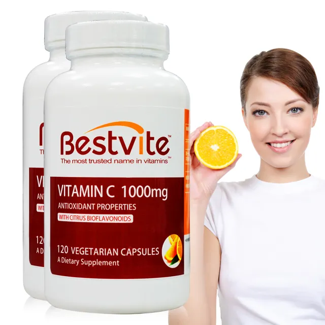 【美國BestVite】必賜力維生素C1000 維他命C1000膠囊 買一送一(120顆*2瓶)