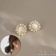 【卡樂熊】s925銀針韓系花圈貓眼石造型耳環飾品(s925銀飾品)