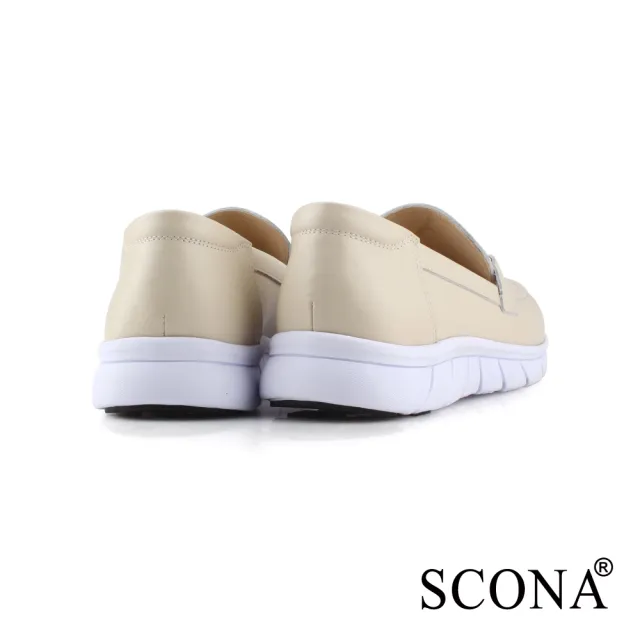 【SCONA 蘇格南】全真皮 輕量舒適樂福鞋(米色 7391-1)