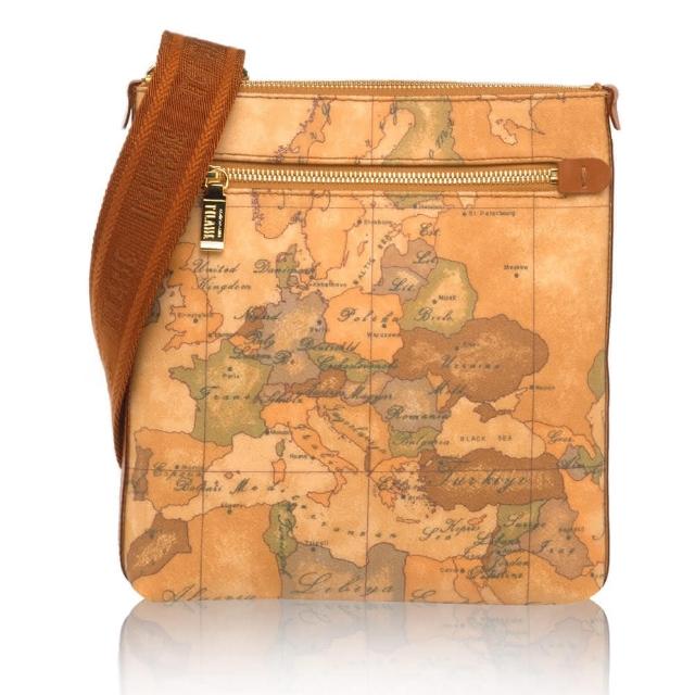 【Alviero Martini】義大利地圖包 扁型側背包中25cm(地圖黃)