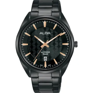 【ALBA】菱格面盤時尚對錶-黑 / 41mm 男款(VJ42-X303K / AS9P51X1)
