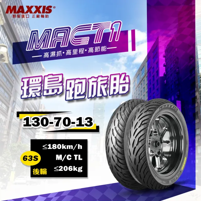 【MAXXIS 瑪吉斯】MA-CT1 速克達專用 跑旅休閒胎-13吋(130-70-13 63S 後輪 MACT1)