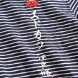 【EDWIN】江戶勝 男裝  LOGO字體刺繡條紋短袖T恤(丈青色)
