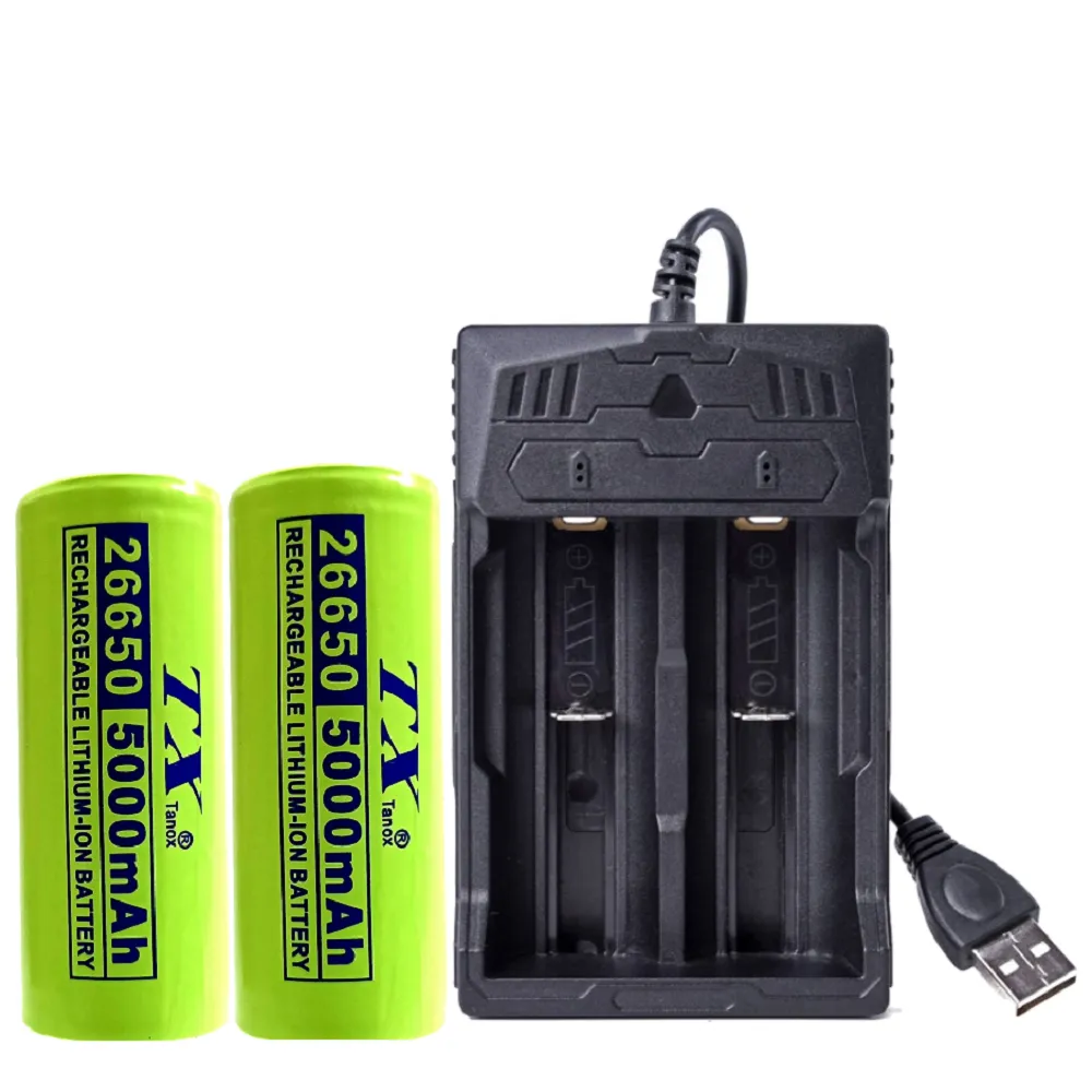 【TX 特林】26650鋰充電池5000mAh2入+USB雙槽充電器(LI26650-2-USB)