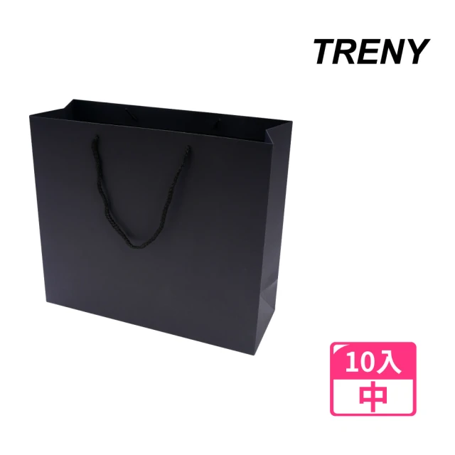 TRENY 經典黑禮物手提袋-橫款中10入