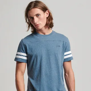 【Superdry】男裝 短袖T恤 有機棉 VLE Quarterback(海洋藍)
