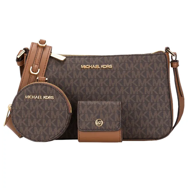 【Michael Kors】滿版LOGO三合一皮革斜背包（其他規格）