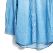 【SOMETHING】女裝 雙口袋水洗丹寧長袖襯衫(拔洗藍)