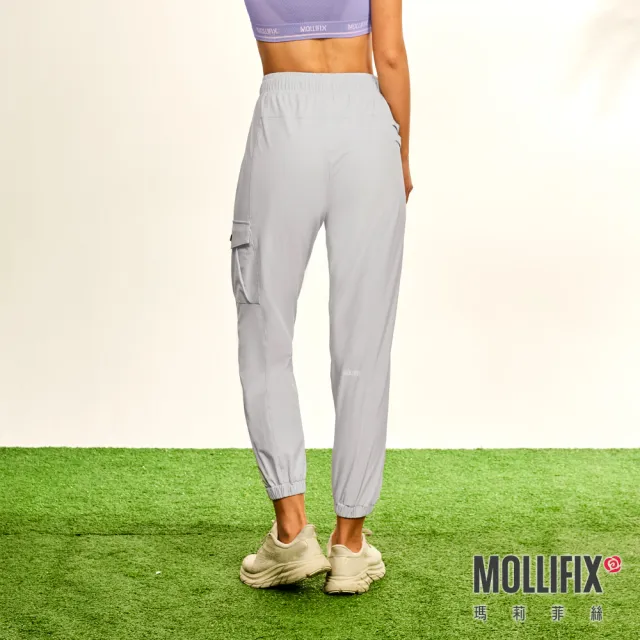 【Mollifix 瑪莉菲絲】多功能口袋彈力運動長褲、瑜珈服、Legging(海鹽灰)