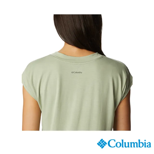 【Columbia 哥倫比亞 官方旗艦】女款-Boundless Beauty™快排短袖上衣-灰綠(UAR99260GG / 2023年春夏)