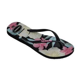 【havaianas 哈瓦仕】拖鞋 女鞋 夾腳拖 花卉 Slim Floral 黑 4129848-1191W(哈瓦士)