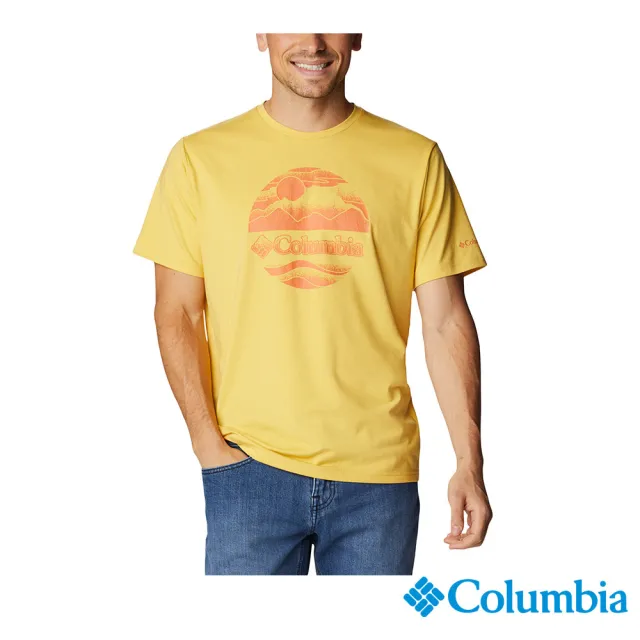 【Columbia 哥倫比亞 官方旗艦】男款-Mens Sun Trek™UPF50快排短袖上衣-黃色(UAE08060YL / 2023春夏)