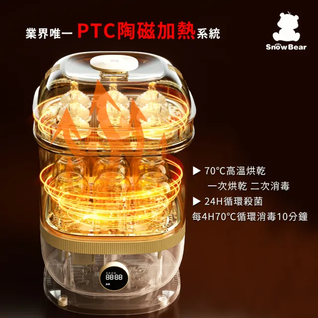 【SnowBear 韓國小白熊】智真5Plus 奶瓶消毒鍋+智育 多功能溫奶器(24H循環蒸氣烘乾/溫控恆溫)