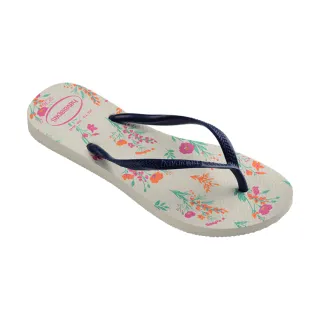 【havaianas 哈瓦仕】拖鞋 女鞋 夾腳拖 小花 Slim Romance 米藍 4136977-0052W(哈瓦士)