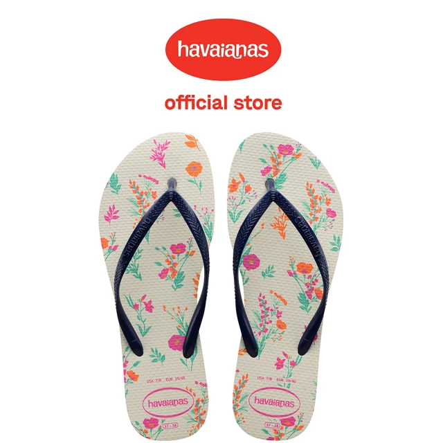 havaianas 哈瓦仕 拖鞋 女鞋 夾腳拖 小花 Slim Romance 米藍 4136977-0052W(哈瓦士)